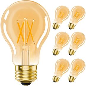 MorningLight 6-Pack Dimmable A19 Vintage LED Edison Bulbs 60W يعادل، 2700K دافئ العنبر توهج LED المصابيح، E26 قاعدة 6W لمبات الشعيرة العتيقة الزخرفية للقلادة، ثريا سبوتنيك، 600LM، CRI 90+ in Kuwait