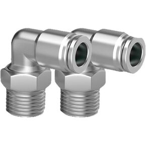 304 Stainless Steel Quick-Plug Air Pipe Joint Pneumatic Quick Connector Pl8-02 Right-Angle Bend 2Pcs(Stainlesssteelpl10-01) in Saudi Arabia