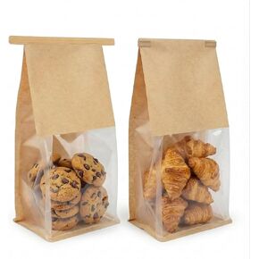 Bread Bags for Homemade Bread, 70 Pack 11 x 5.1 x 3.9 Inches Kraft Paper Bakery Bags with Tin Tie Tab Lock, Stand Up Bakery Bags for Homemade Bread, Pastries, Cookies & Snacks, Food Grade | Tin Tie Tab in Saudi Arabia