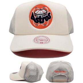 Mitchell & Ness Houston Astros Cooperstown MLB Evergreen Trucker Snapback Hat Cap - Off White in Kuwait