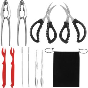 10Pcs Crab Cracker Tool Set, Crab Legs Crackers Lobster Crackers, Stainless Steel Seafood Crackers Forks With Storage Bag Seafood Tools for Seafood Lovers in Kuwait