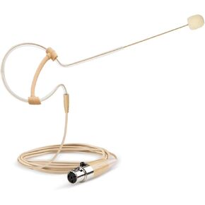 On-Ear Back Electric Microphone - Portable Omnidirectional Wired Headset Pro Voice Audio Condenser Mic with 4 Pin Mini XLR Cable Wire and Windscreen - for Shure System - (Skin Tone),Beige in Kuwait
