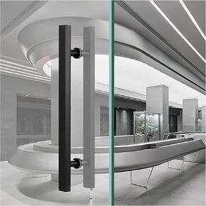Barn Door Pull Handle, 24 in Push Pull Door Handles for Glass Door, Commercial Company Front Door Pull Handle with Fittings, Modern Simple Style (Black 60 Cm/23.6 in) in Saudi Arabia