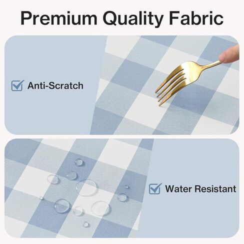 Checkered Tablecloth Rectangle Gingham Table Cloths Waterproof Wrinkle Free Buffalo Plaid Table Covers Washable for Dining, Parties & Outdoor Picnic(Light Blue,52"×70") in Saudi Arabia