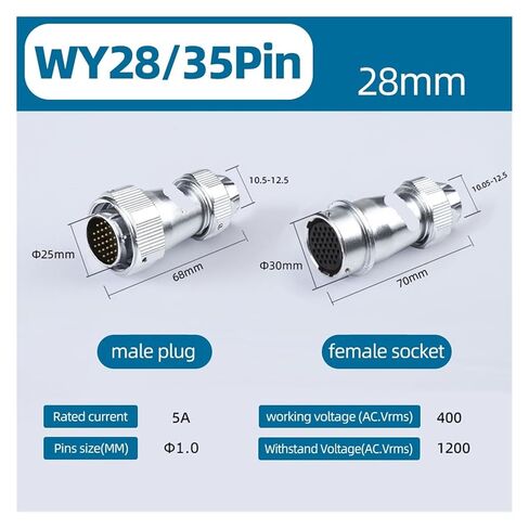 WY28 ذكر/أنثى 2-35Pin موصل دائري مقاوم للماء (35Pin، مجموعة واحدة) in Kuwait