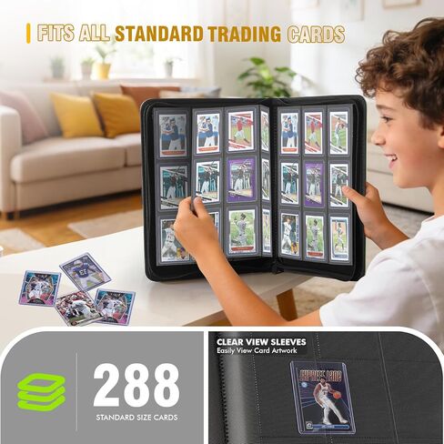 Trading Card Binder—Top Loader Binder for Trading & Sports Cards – Holds 288 Toploaders (3x4"), 9-Pocket Toploader Binder for MTG, TCG,Sports Cards (Black) in Saudi Arabia