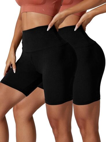 2 Pack 6" High Waisted Biker Shorts for Women. Super Soft No See Through Workout Yoga Athletic Shorts in Saudi Arabia