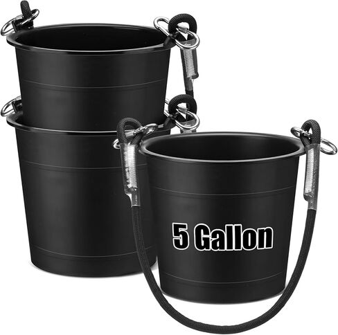 Leinuosen 3 Pack 5 Gallon Rope Handle Bucket Heavy-Duty Plastic Storage Bucket Container with Rope Handles Organization Storage Tub for Boat Fishing Cleaning Indoor Outdoor in Saudi Arabia