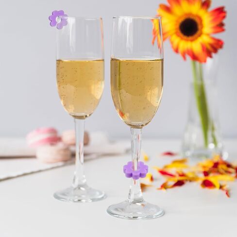 24 Pcs Wine Glass Charms Reusable Wine Markers for Glasses Silicone Drink Markers Tags for Cup, Beer Bottle, Mug, Jar, Cocktail Glass Bar Birthday Party, Christmas, Carnivals, Wedding in Saudi Arabia
