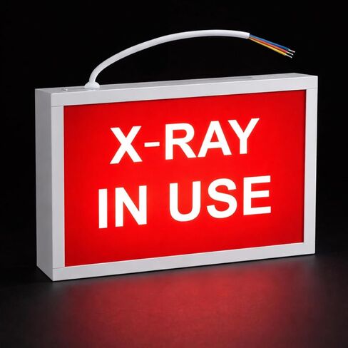 X-RAY IN USE LED Radiation Warning Sign Xray Lamp Wall Mount Sign Easy Install Warning Metal Case with Plastic Front 11-1/2" x 7-1/4" x 2-1/2"h for Radiation Room Light up 120 Vac Hardwired in Saudi Arabia