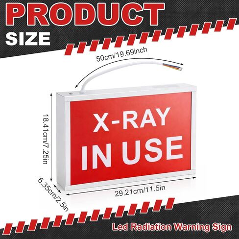 X-RAY IN USE LED Radiation Warning Sign Xray Lamp Wall Mount Sign Easy Install Warning Metal Case with Plastic Front 11-1/2" x 7-1/4" x 2-1/2"h for Radiation Room Light up 120 Vac Hardwired in Saudi Arabia
