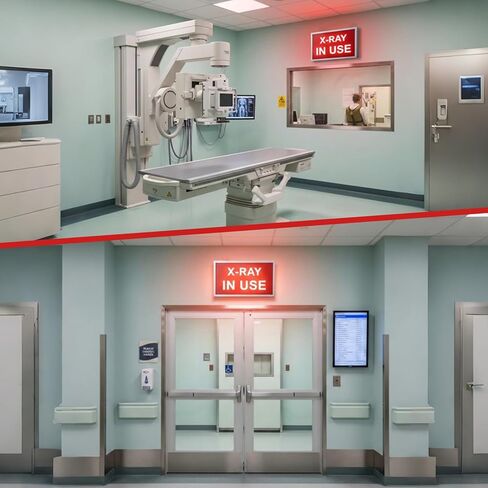 X-RAY IN USE LED Radiation Warning Sign Xray Lamp Wall Mount Sign Easy Install Warning Metal Case with Plastic Front 11-1/2" x 7-1/4" x 2-1/2"h for Radiation Room Light up 120 Vac Hardwired in Saudi Arabia
