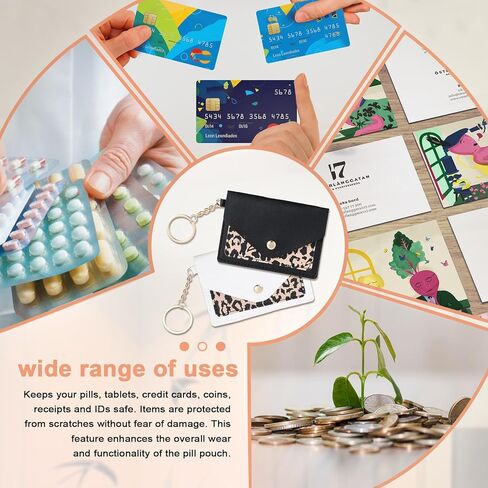2 Packs Birth Control Pill Case Sleeve Packet, 4.3 X 3 Inch PU Leather Wallet Birth Control Pill Case Holder with Key Ring for Pill Card Organizer in Saudi Arabia