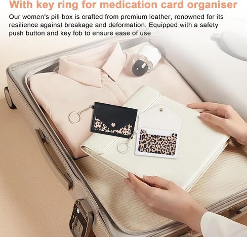 2 Packs Birth Control Pill Case Sleeve Packet, 4.3 X 3 Inch PU Leather Wallet Birth Control Pill Case Holder with Key Ring for Pill Card Organizer in Saudi Arabia