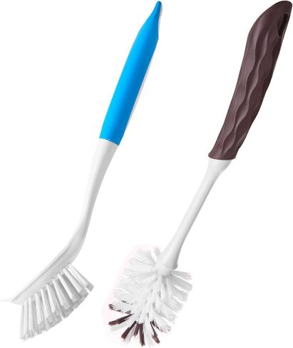 Long Handle Kitchen Cleaning Brush Set of 2, Long Handle Tableware Brush for Dishes, Sinks, pots, Pans, Long Handle Bottle Brush for Water Bottles, Glassware in Saudi Arabia