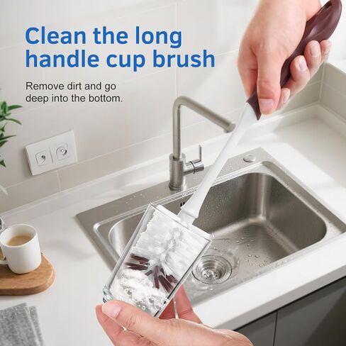 Long Handle Kitchen Cleaning Brush Set of 2, Long Handle Tableware Brush for Dishes, Sinks, pots, Pans, Long Handle Bottle Brush for Water Bottles, Glassware in Saudi Arabia