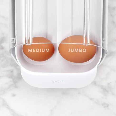 YouCopia FridgeView Rolling Egg Holder, Stackable Dispenser and Organizer for Refrigerator Storage, White in Kuwait