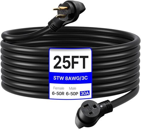VEVOR Welder Extension Cord 50 Amp 50 Feet, STW 6/3 AWG NEMA 6-50P/R Heavy Duty Power Cord, 3 Prong 250V/240V/220V Welding Cable for MIG TIG Stick Welder and Plasma Cutter, 12500W, ETL Listed in Saudi Arabia