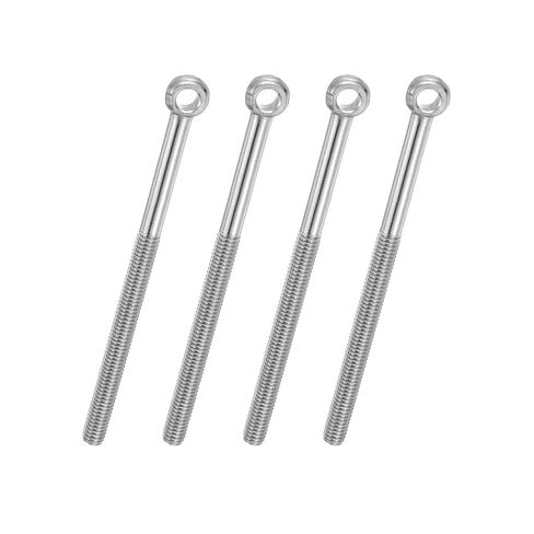 Patikil 4 قطع M6x80mm الكتف سوينغ رفع العين الترباس، 304 الفولاذ المقاوم للصدأ متري نصف الأسنان الموضوع عين السمكة عين زلة ثقب المسمار تزوير مسامير السحابات المعدنية، لهجة فضية in Kuwait