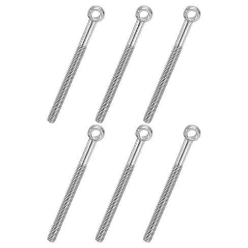 Patikil 4 قطع M6x80mm الكتف سوينغ رفع العين الترباس، 304 الفولاذ المقاوم للصدأ متري نصف الأسنان الموضوع عين السمكة عين زلة ثقب المسمار تزوير مسامير السحابات المعدنية، لهجة فضية in Kuwait