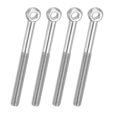 Patikil 4 قطع M6x80mm الكتف سوينغ رفع العين الترباس، 304 الفولاذ المقاوم للصدأ متري نصف الأسنان الموضوع عين السمكة عين زلة ثقب المسمار تزوير مسامير السحابات المعدنية، لهجة فضية in Kuwait