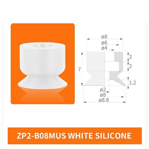 1PCS White Silicone Vacuum Sucker ZP2-B02/04/06/08/10/15/35MUNS Mini Flat Soft Pneumatic Vacuum Suction Cup(ZP2-B08MUS) in Saudi Arabia