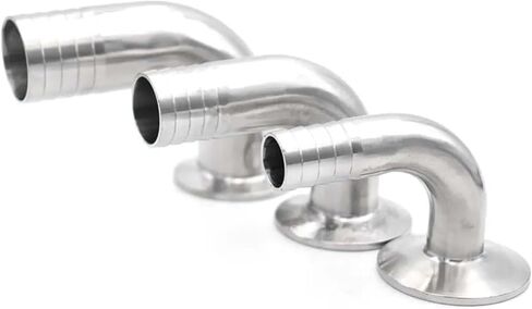 12/19/25/32/38/45/51mmExternal thread Tri Clamp 90 Degree Elbow 304 Stainless Steel Sanitary Pipe Fitting Home Brew Beer(14mm x Ferrule 50.5) in Kuwait