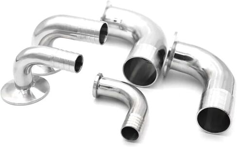 12/19/25/32/38/45/51mmExternal thread Tri Clamp 90 Degree Elbow 304 Stainless Steel Sanitary Pipe Fitting Home Brew Beer(14mm x Ferrule 50.5) in Kuwait