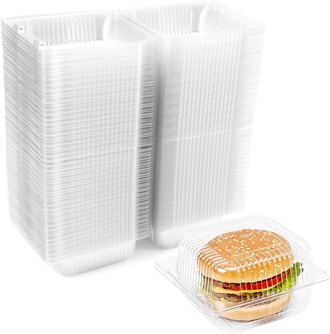 400 Pack Clear Plastic Take Out Containers, Square Hinged Food Container, Plastic Clamshell Dessert Containers Individual Cake Slice Container for Cookies, Fruits, Salads, Sandwiches in Saudi Arabia