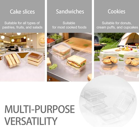 400 Pack Clear Plastic Take Out Containers, Square Hinged Food Container, Plastic Clamshell Dessert Containers Individual Cake Slice Container for Cookies, Fruits, Salads, Sandwiches in Saudi Arabia
