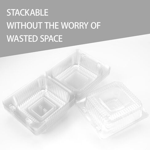 400 Pack Clear Plastic Take Out Containers, Square Hinged Food Container, Plastic Clamshell Dessert Containers Individual Cake Slice Container for Cookies, Fruits, Salads, Sandwiches in Saudi Arabia