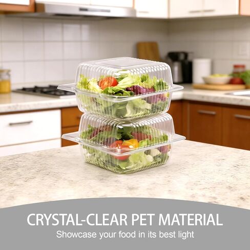 400 Pack Clear Plastic Take Out Containers, Square Hinged Food Container, Plastic Clamshell Dessert Containers Individual Cake Slice Container for Cookies, Fruits, Salads, Sandwiches in Saudi Arabia