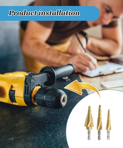 مجموعة رؤوس مثقاب معدنية مكونة من 3 قطع متوافقة مع DEWALT DWA1790IR، مقاس 1/8 بوصة إلى 7/8 بوصة، وساق سداسية 1/4 بوصة | فولاذ عالي السرعة | حفر متعدد المواد للخشب والمعادن والبلاستيك in Kuwait