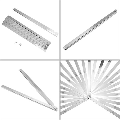 QWORK 25 Blades Steel Feeler Gauge Set, Dual Marked Metric & Imperial, Precision Thickness Feeler Gage Gauge, 0.038-1.02mm in Saudi Arabia