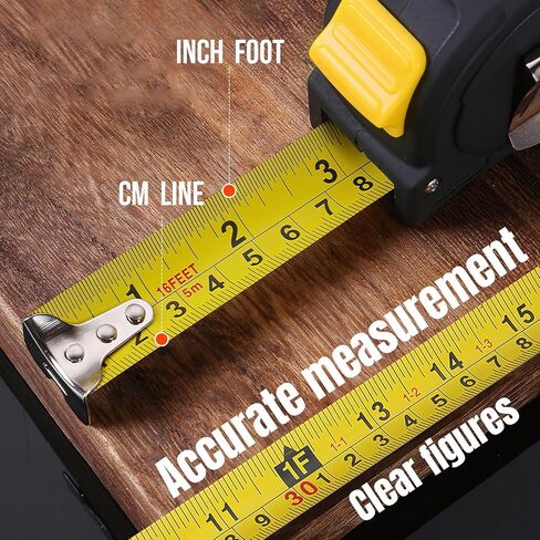 25 ft Tape Measure with Fractions, Retractable Measuring Tape, Easy-Read Metric Imperial Ruler, Craftsman Tools with Self-Locking Blade, Black in Saudi Arabia