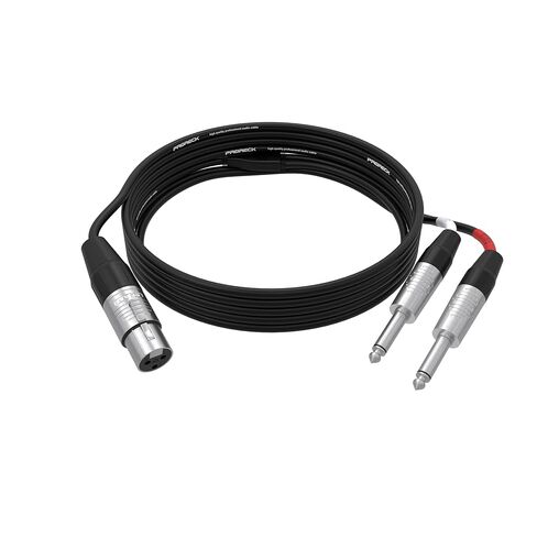 PRORECK 6FT Y-Splitter Stereo Breakout Cable - ستيريو XLR ذكر إلى ثنائي 1/4 Mono TRS، موصلات Neutrik Rean، 25 AWG، مثالي لتطبيقات المسرح والاستوديو والصوت المباشر (PR-XLRM-2TS/6FT) in Kuwait