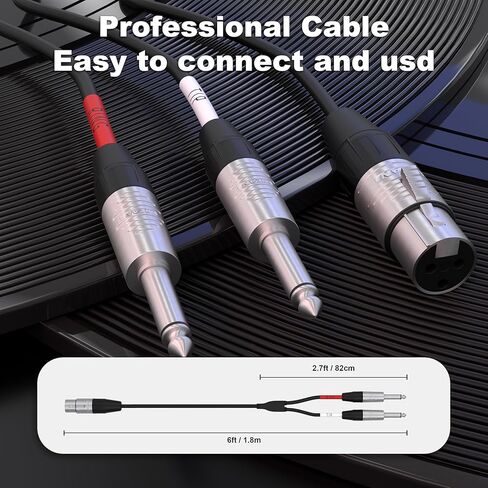 PRORECK 6FT Y-Splitter Stereo Breakout Cable - ستيريو XLR ذكر إلى ثنائي 1/4 Mono TRS، موصلات Neutrik Rean، 25 AWG، مثالي لتطبيقات المسرح والاستوديو والصوت المباشر (PR-XLRM-2TS/6FT) in Kuwait