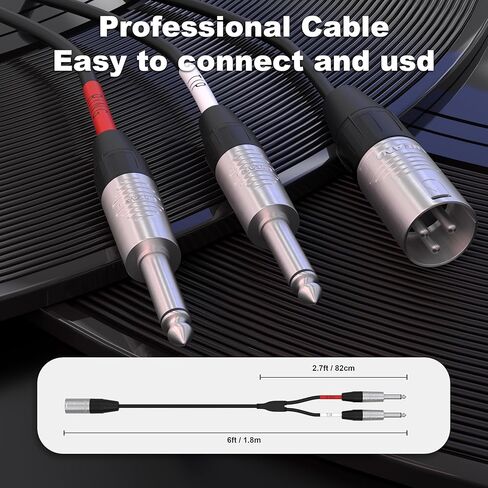 PRORECK 6FT Y-Splitter Stereo Breakout Cable – Stereo XLR Male to Dual 1/4 Mono TRS, Neutrik Rean Connectors, 25 AWG, Ideal for Stage, Studio, and Live Sound Applications (PR-XLRM-2TS/6FT) in Saudi Arabia
