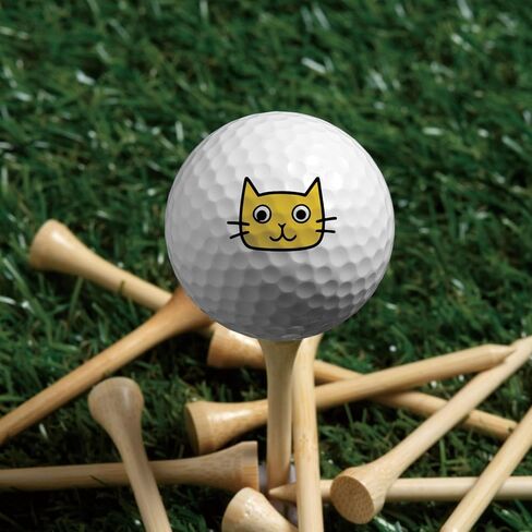 PLIGREAT 2 Sheets Cute Yellow Cat Stickers for Golf Ball Marker Hand Drawn Cat Golf Ball Stickers for Identify Golfer Balls 24 Pcs Customise Markers Golfer Gift Golfing Accessories in Saudi Arabia
