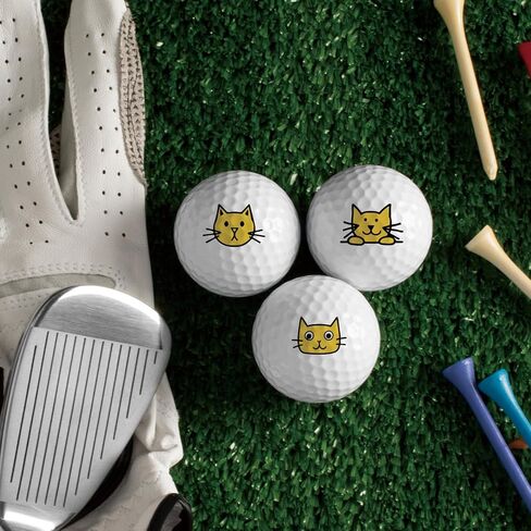 PLIGREAT 2 Sheets Cute Yellow Cat Stickers for Golf Ball Marker Hand Drawn Cat Golf Ball Stickers for Identify Golfer Balls 24 Pcs Customise Markers Golfer Gift Golfing Accessories in Saudi Arabia