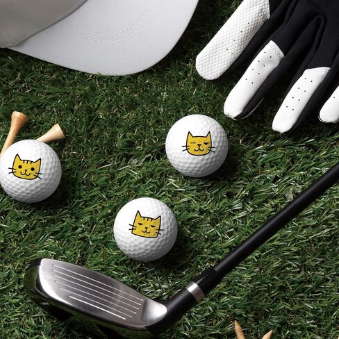 PLIGREAT 2 Sheets Cute Yellow Cat Stickers for Golf Ball Marker Hand Drawn Cat Golf Ball Stickers for Identify Golfer Balls 24 Pcs Customise Markers Golfer Gift Golfing Accessories in Saudi Arabia
