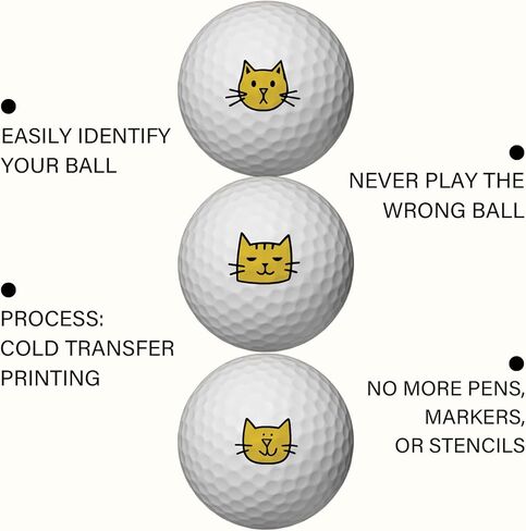 PLIGREAT 2 Sheets Cute Yellow Cat Stickers for Golf Ball Marker Hand Drawn Cat Golf Ball Stickers for Identify Golfer Balls 24 Pcs Customise Markers Golfer Gift Golfing Accessories in Saudi Arabia