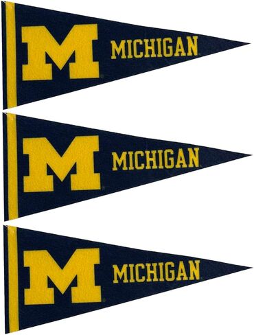 Michigan Felt Mini Pennants - Size: 4" x 9" - Officially Licensed - 3 Pennants Per Pack in Saudi Arabia