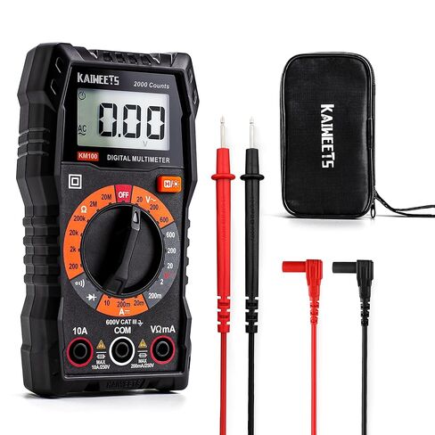 KAIWEETS Digital Multimeter with Case, DC AC Voltmeter, Ohm Volt Amp Test Meter and Continuity Test Diode Voltage Tester for Household Outlet, Automotive Battery Test (Anti-Burn with Double Fuses) in Saudi Arabia