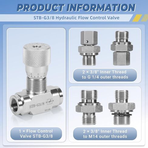 STB-G3/8 3/8 "L08 صمام التحكم في التدفق الهيدروليكي مع اتصال M14 مناسب للحفارات الصغيرة صمام ثنائي الاتجاه 5 قطعة in Kuwait