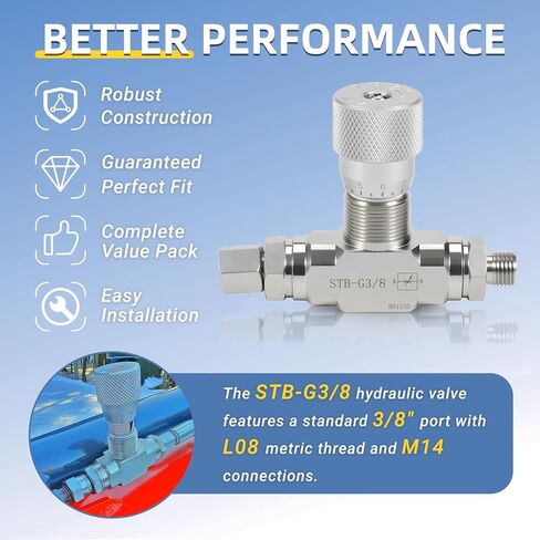STB-G3/8 3/8 "L08 صمام التحكم في التدفق الهيدروليكي مع اتصال M14 مناسب للحفارات الصغيرة صمام ثنائي الاتجاه 5 قطعة in Kuwait