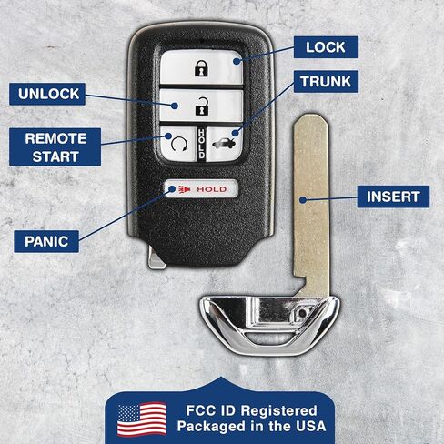 KeylessOption دخول بدون مفتاح تشغيل عن بعد مفتاح السيارة الذكية فوب لهوندا سيفيك 2016 2017 2018 KR5V2X in Kuwait