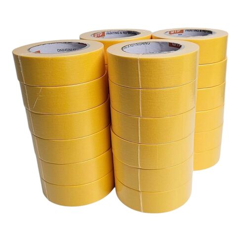 شريط قناع صناعة السيارات MTE36-24 للطلاء وإعادة التشطيب، لون أصفر، عرض 1 1/2 بوصة، طول 55 ياردة (36 مم × 50 م)، صندوق مكون من 24 لفة - مقاومة لدرجات الحرارة العالية - بدون بقايا in Kuwait