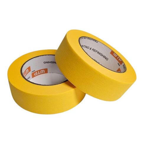 شريط قناع صناعة السيارات MTE36-24 للطلاء وإعادة التشطيب، لون أصفر، عرض 1 1/2 بوصة، طول 55 ياردة (36 مم × 50 م)، صندوق مكون من 24 لفة - مقاومة لدرجات الحرارة العالية - بدون بقايا in Kuwait