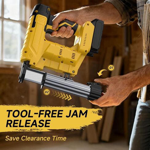 2-in-1 Cordless 18GA Nail Gun & Staple Gun Compatible with Dewalt 20V Max Battery (No Battery), Brad Nailer & Stapler Battery Powered with 1000 Nails/Staples for DIY, Woodworking (Yellow) in Saudi Arabia